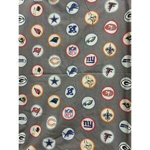 Pottery Barn Teen "NFL Logos" Twin Flat Sheet Football Sports Gray 100% Cotton